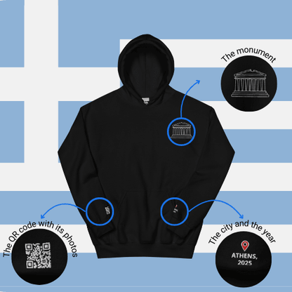 🌐 QR Hoodie - Capitals of The World (Athens) Wearing Memory