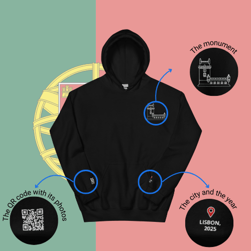 🌐 QR Hoodie - Capitals of The World (Lisbon) Wearing Memory