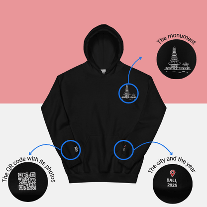 🌐 QR Hoodie - Capitals of The World (Bali) Wearing Memory