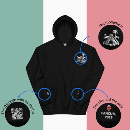 🌐 QR Hoodie - Capitals of The World (Cancun) Wearing Memory