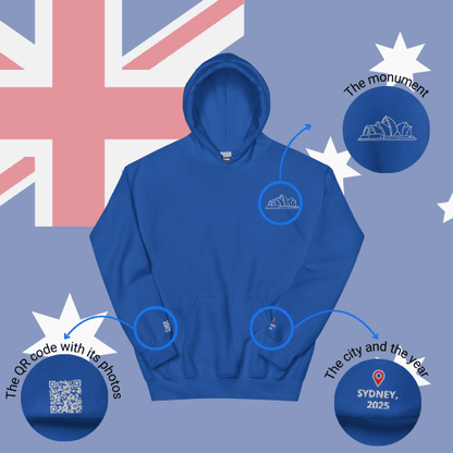 🌐QR Hoodie - Capitals of The World (Sydney) Wearing Memory