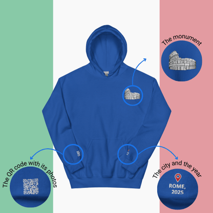 🌐 QR Hoodie - Capitals of The World (Rome) Wearing Memory