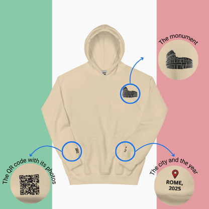 🌐 QR Hoodie - Capitals of The World (Rome) Wearing Memory