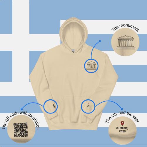 🌐 QR Hoodie - Capitals of The World (Athens) Wearing Memory