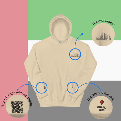 🌐 QR Hoodie - Capitals of The World (Dubai) Wearing Memory