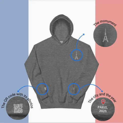 🌐 QR Hoodie - Capitals of The World (Paris) Wearing Memory