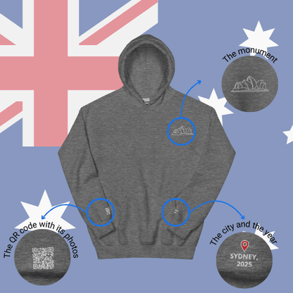 🌐QR Hoodie - Capitals of The World (Sydney) Wearing Memory