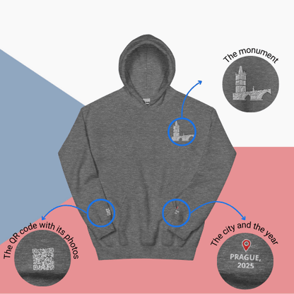 🌐 QR Hoodie - Capitals of The World (Prague) Wearing Memory