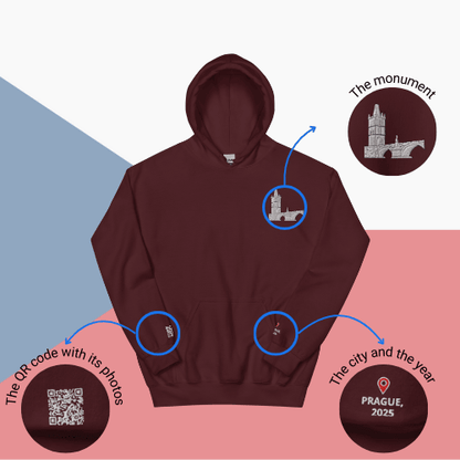 🌐 QR Hoodie - Capitals of The World (Prague) Wearing Memory