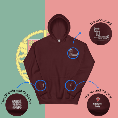 🌐 QR Hoodie - Capitals of The World (Lisbon) Wearing Memory