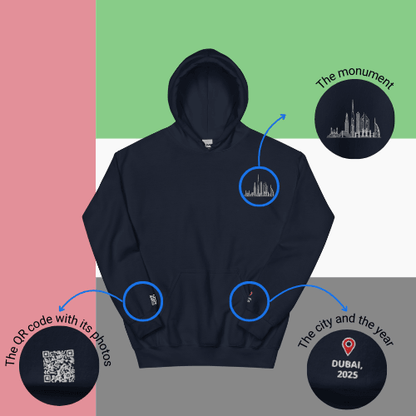 🌐 QR Hoodie - Capitals of The World (Dubai) Wearing Memory