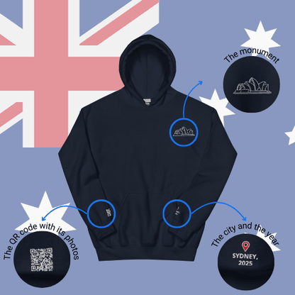 🌐QR Hoodie - Capitals of The World (Sydney) Wearing Memory