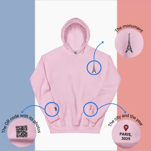 🌐 QR Hoodie - Capitals of The World (Paris) Wearing Memory