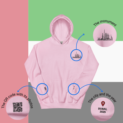 🌐 QR Hoodie - Capitals of The World (Dubai) Wearing Memory