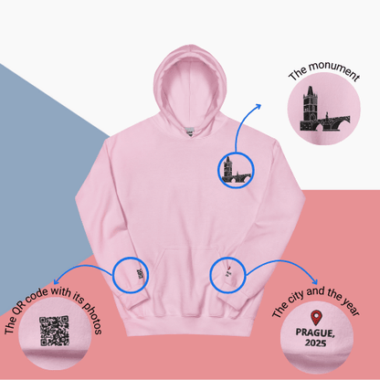 🌐 QR Hoodie - Capitals of The World (Prague) Wearing Memory