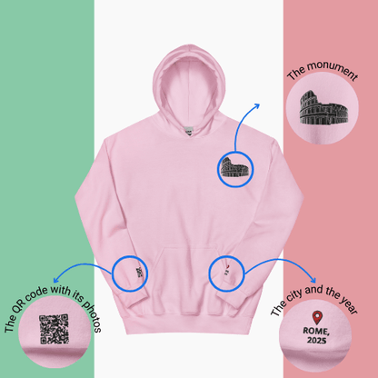 🌐 QR Hoodie - Capitals of The World (Rome) Wearing Memory