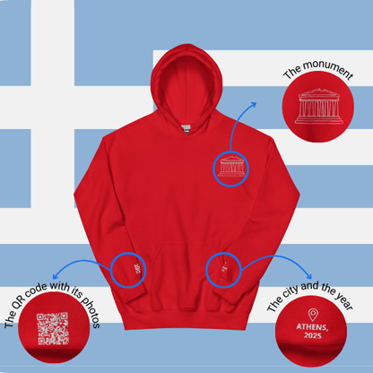 🌐 QR Hoodie - Capitals of The World (Athens) Wearing Memory