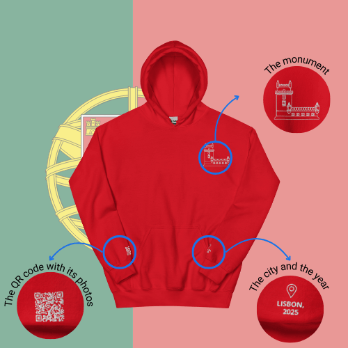 🌐 QR Hoodie - Capitals of The World (Lisbon) Wearing Memory