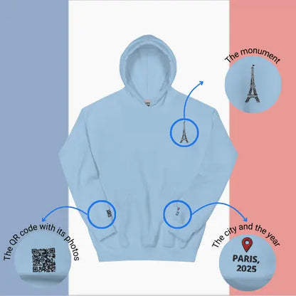 🌐 QR Hoodie - Capitals of The World (Paris) Wearing Memory