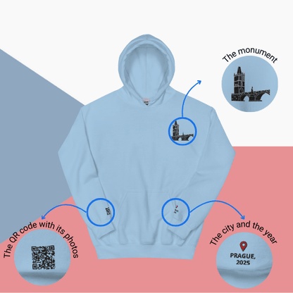 🌐 QR Hoodie - Capitals of The World (Prague) Wearing Memory