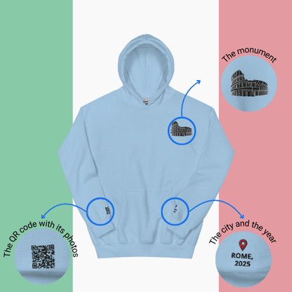 🌐 QR Hoodie - Capitals of The World (Rome) Wearing Memory