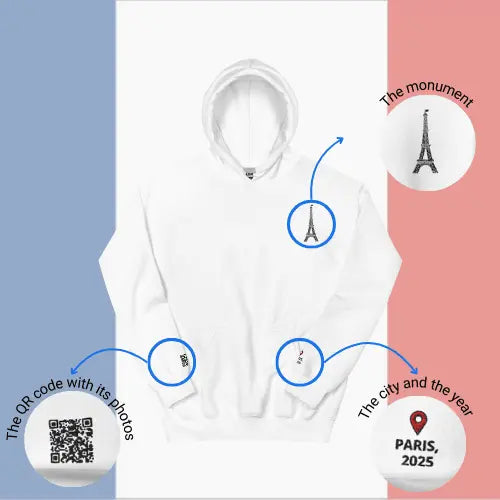 🌐 QR Hoodie - Capitals of The World (Paris) Wearing Memory