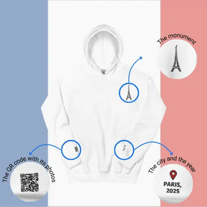 🌐 QR Hoodie - Capitals of The World (Paris) Wearing Memory