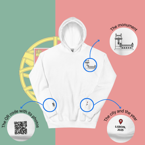 🌐 QR Hoodie - Capitals of The World (Lisbon) Wearing Memory