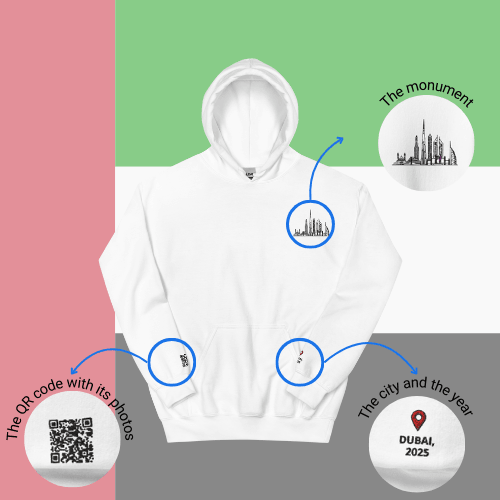 🌐 QR Hoodie - Capitals of The World (Dubai) Wearing Memory