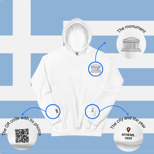 🌐 QR Hoodie - Capitals of The World (Athens) Wearing Memory